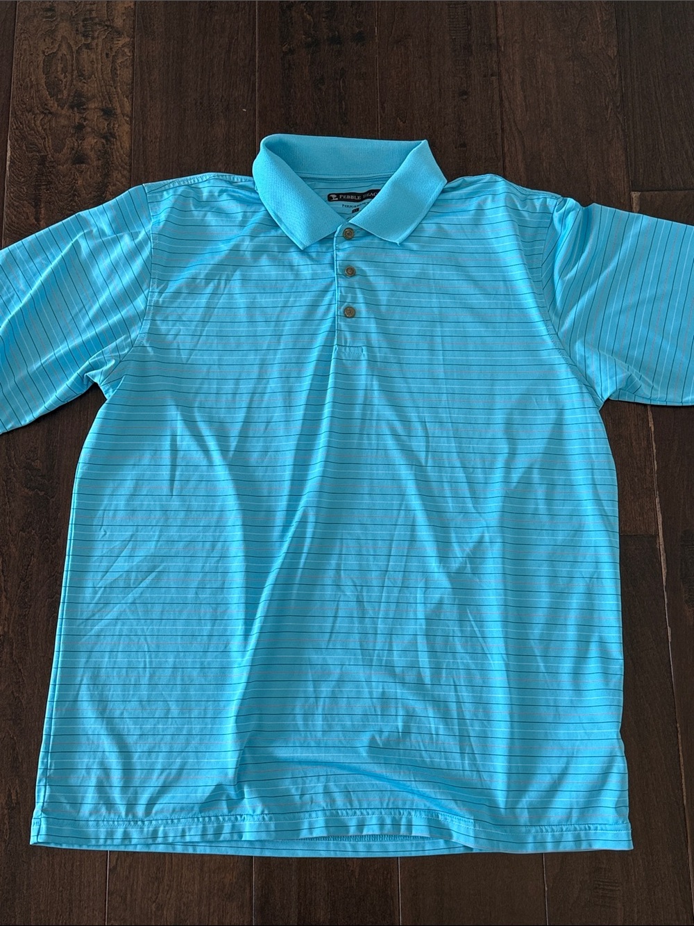 Pebble Beach Men’s Aqua Blue Striped Golf Polo! Bundle and save!